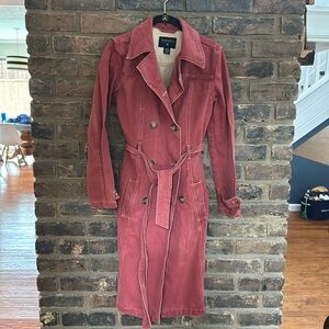 Nautica red denim cotton trench coat